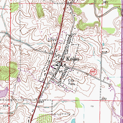 Topographic Map of Kelso Post Office, MO