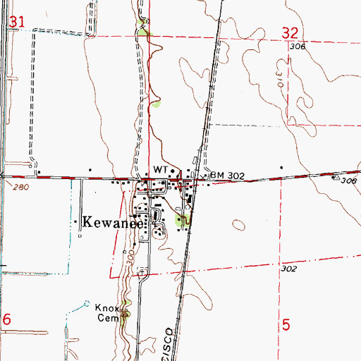 Topographic Map of Kewanee Post Office, MO