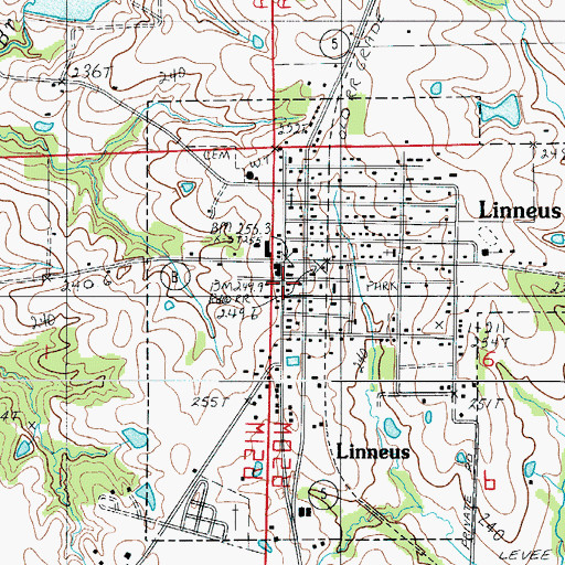 Topographic Map of Linneus Post Office, MO