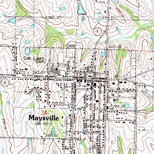 Topographic Map of Maysville Post Office, MO