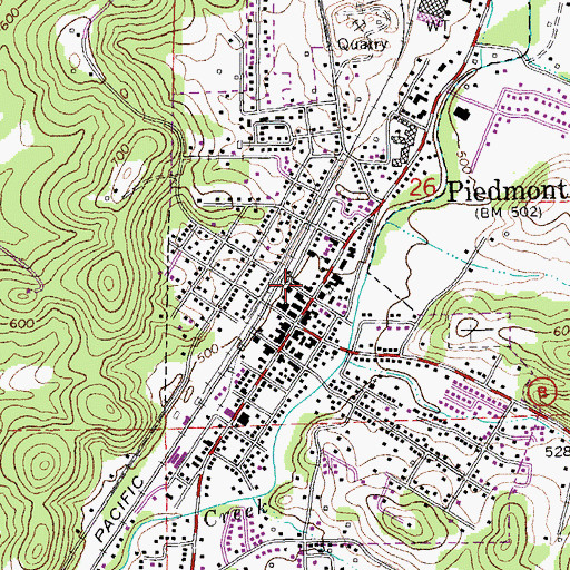 Topographic Map of Piedmont Post Office, MO