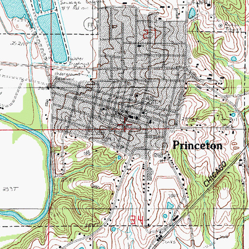 Topographic Map of Princeton Post Office, MO
