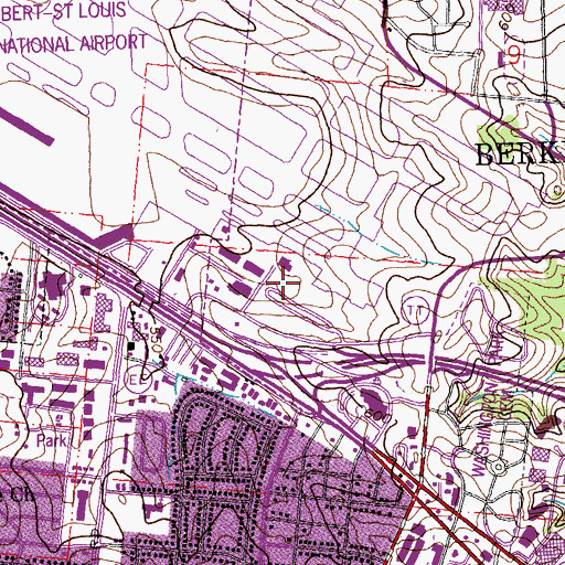 Topographic Map of Saint Louis Air Mail Center Post Office, MO