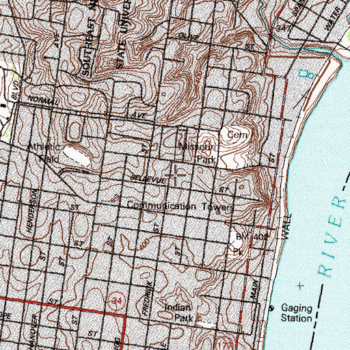 Topographic Map of Cape Girardeau Post Office, MO