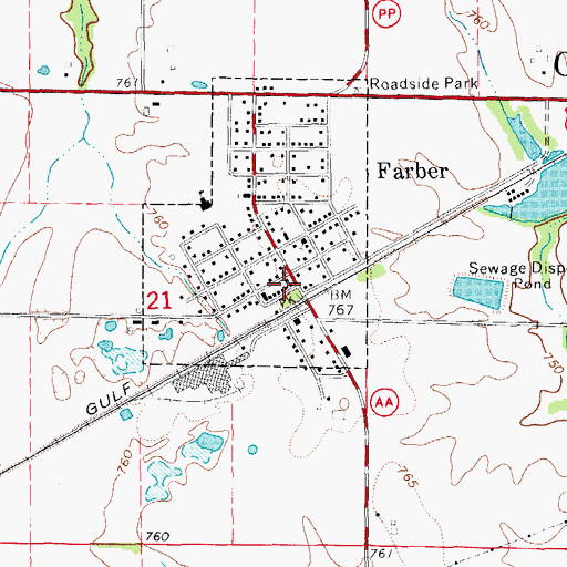 Topographic Map of Farber Post Office, MO