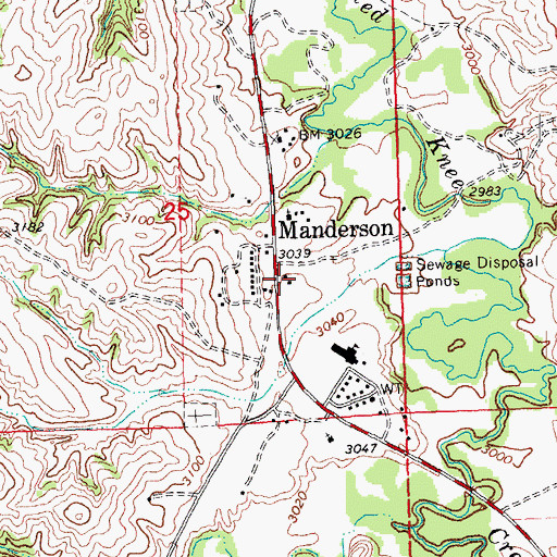 Topographic Map of Manderson Post Office, SD