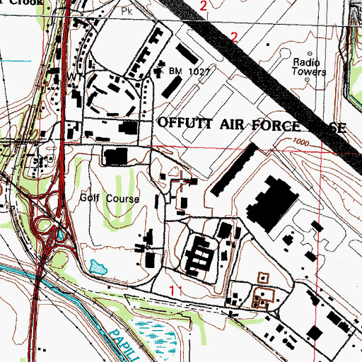 Topographic Map of Offutt Air Force Base Post Office, NE