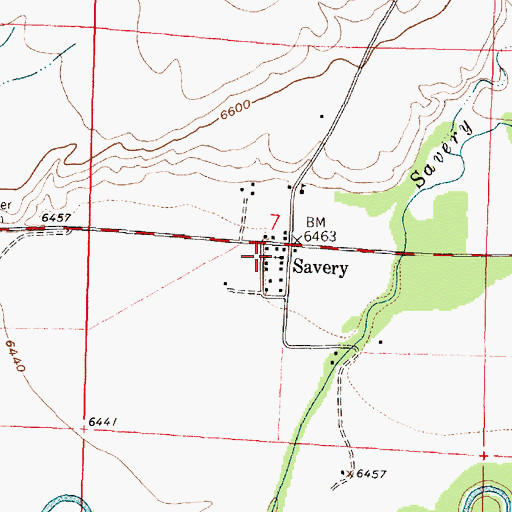 Topographic Map of Savery Post Office, WY