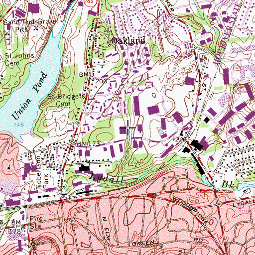 Topographic Map of Manchester Post Office, CT