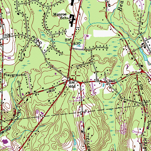 Topographic Map of Monroe Post Office, CT