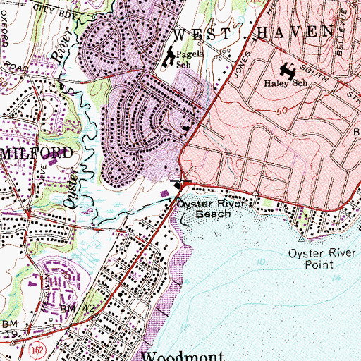 Topographic Map of Baybrook Station Post Office, CT