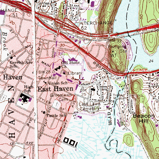 Topographic Map of Trolley Square Post Office, CT