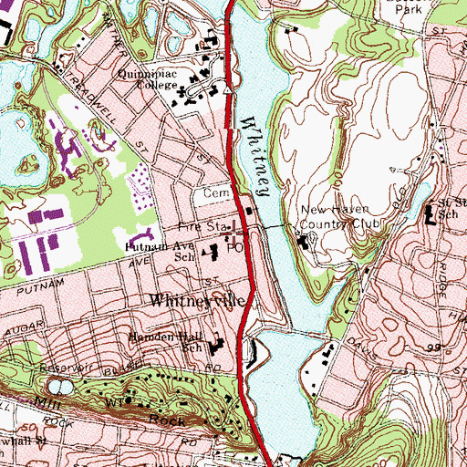 Topographic Map of Whitneyville Post Office, CT