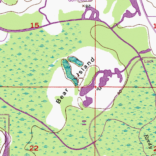 Topographic Map of Bear Island, FL