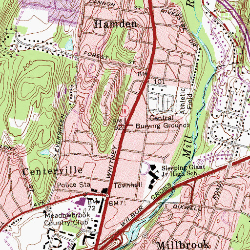 Topographic Map of Mount Carmel Post Office, CT