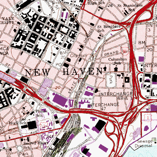 Topographic Map of Federal Post Office, CT