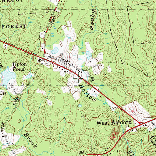Topographic Map of Ashford Post Office, CT