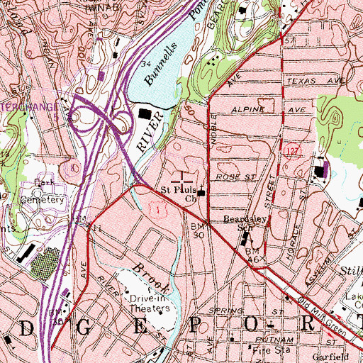 Topographic Map of Bayview Post Office, CT