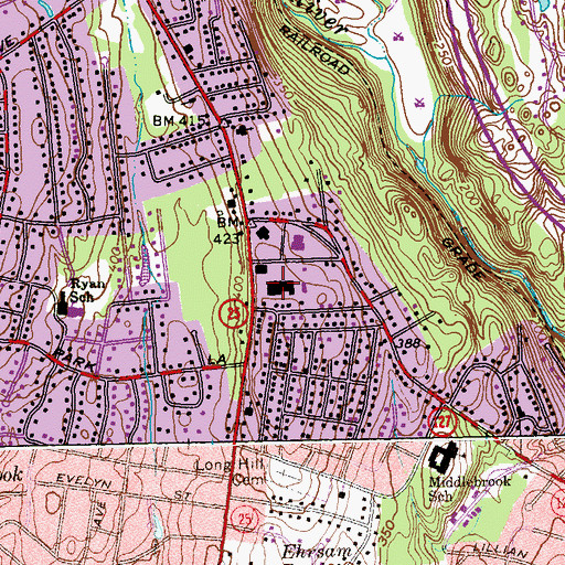 Topographic Map of Trumbull Post Office, CT
