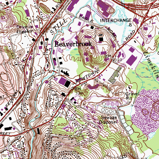 Topographic Map of Route 6 Mailroom Post Office, CT