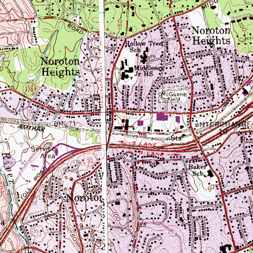 Topographic Map of Noroton Heights Post Office, CT