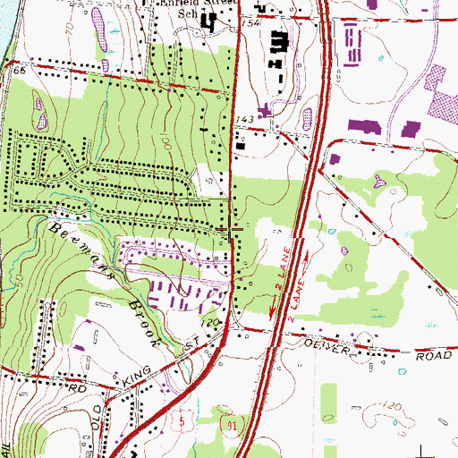 Topographic Map of Enfield Street Post Office, CT