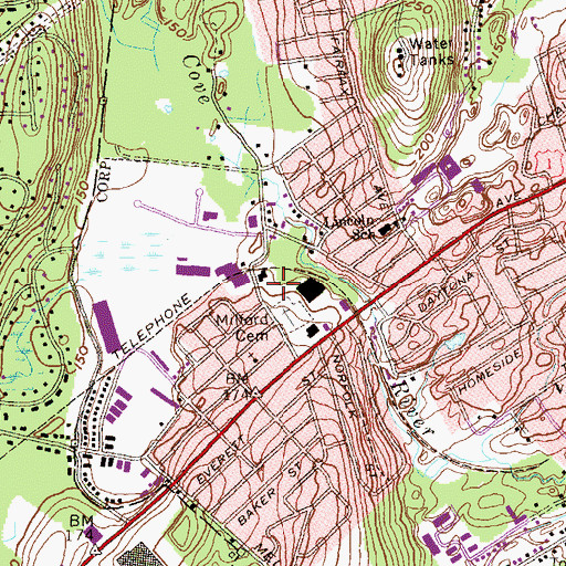 Topographic Map of Allingtown Post Office, CT