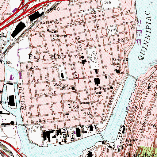 Topographic Map of Fair Haven Post Office, CT