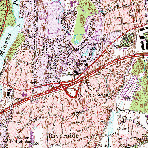 Topographic Map of Riverside Post Office, CT