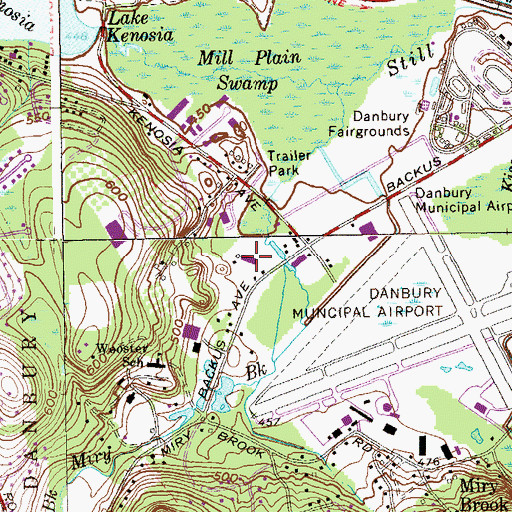 Topographic Map of Danbury Post Office, CT