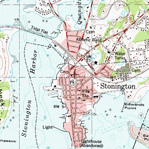 Topographic Map of Stonington Post Office, CT