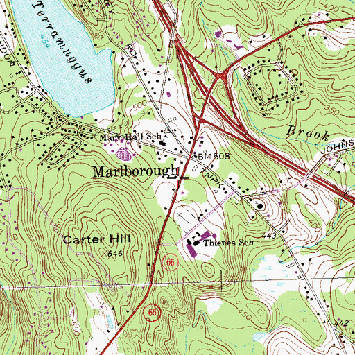 Topographic Map of Marlborough Post Office, CT