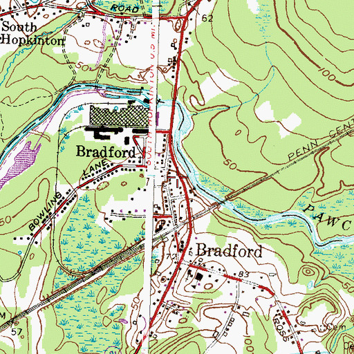Topographic Map of Bradford Post Office, RI