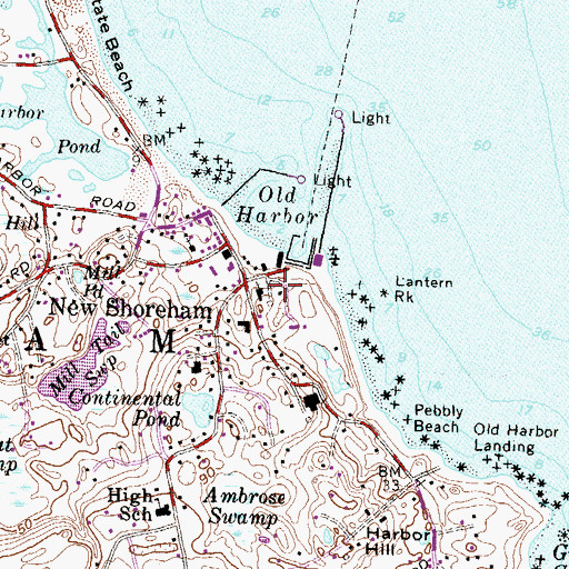 Topographic Map of Block Island Post Office, RI