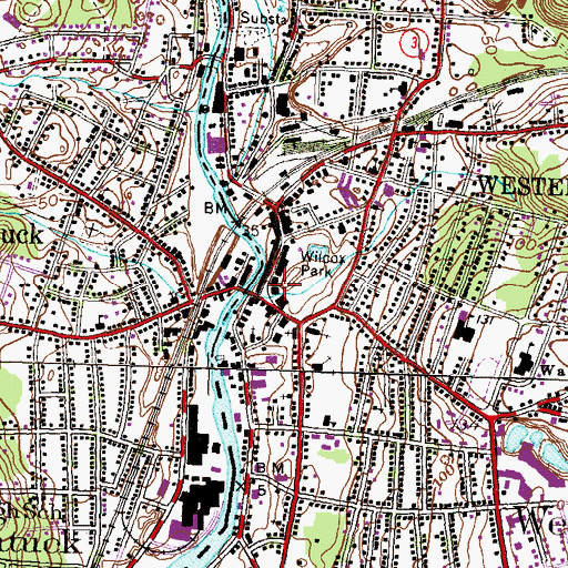 Topographic Map of High Street Post Office, RI