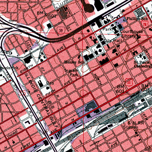 Topographic Map of Birmingham Civil Rights National Monument, AL