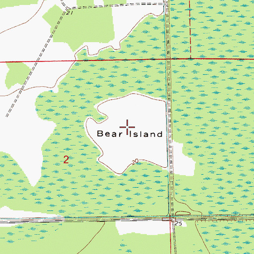 Topographic Map of Bear Island, FL