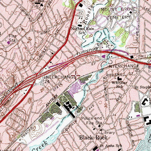 Topographic Map of Commerce Post Office, CT