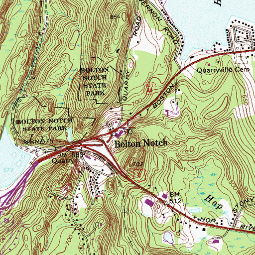 Topographic Map of Bolton Post Office, CT