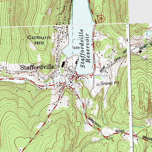 Topographic Map of Staffordville Post Office, CT