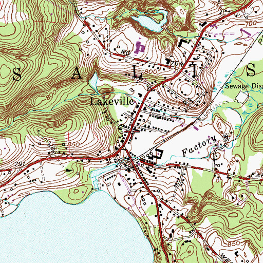 Topographic Map of Lakeville Post Office, CT