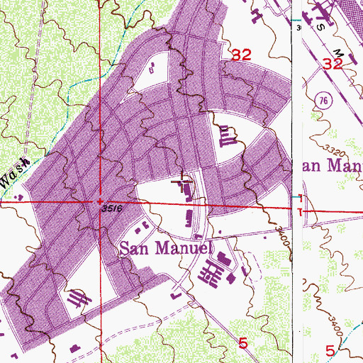 Topographic Map of San Manuel Post Office, AZ