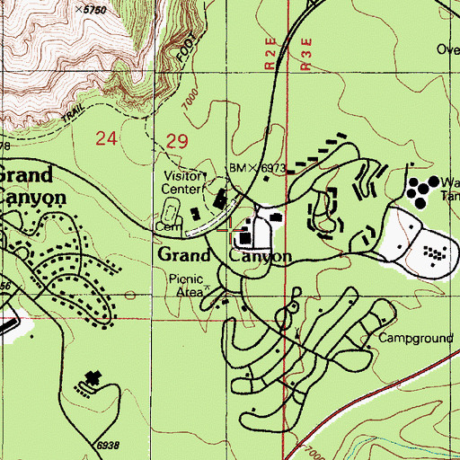 Topographic Map of Grand Canyon Post Office, AZ