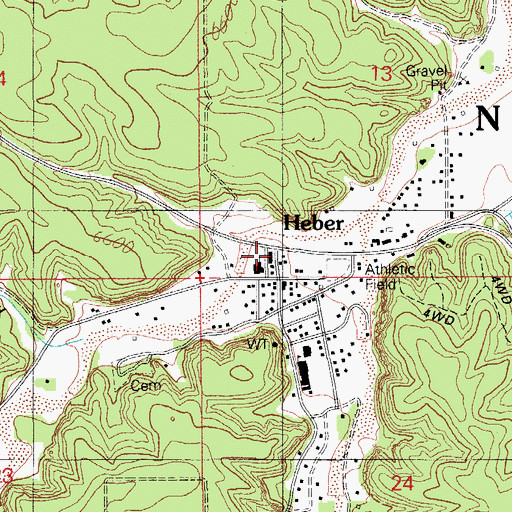 Topographic Map of Heber Post Office, AZ