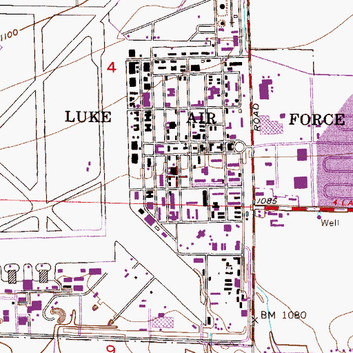 Topographic Map of Luke Air Force Base Post Office, AZ