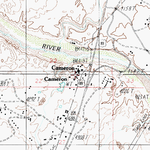 Topographic Map of Cameron Post Office, AZ