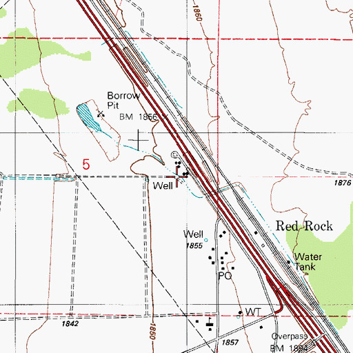 Topographic Map of Red Rock Post Office, AZ