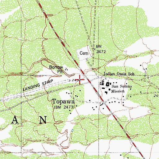 Topographic Map of Topawa Post Office, AZ