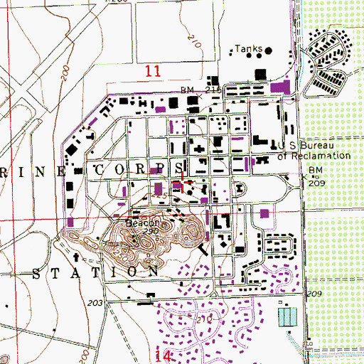 Topographic Map of Yuma Marine Corps Air Station Post Office, AZ