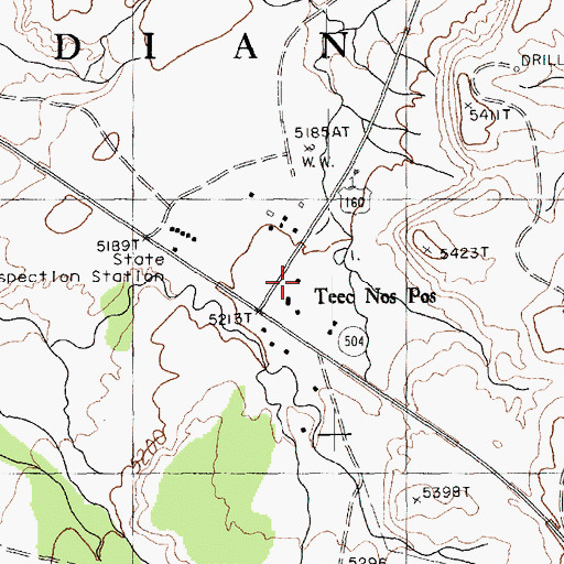 Topographic Map of Teec Nos Pos Post Office, AZ